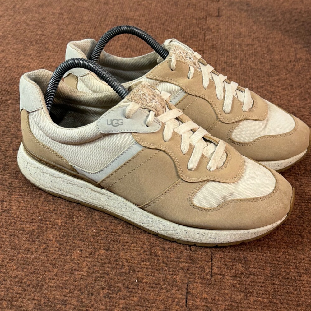 UGG Retrainer Womens Sand Cream Leather Textile Sneakers 1136855 Size 10 A+